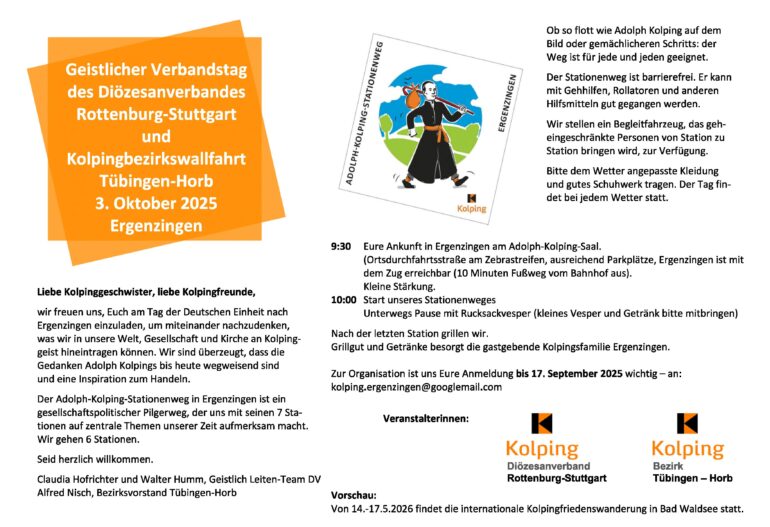 Bezirkswallfahrt / Geistlicher Verbandstag des Kolping Diözesanverbands Rottenburg-Stuttgart am 03.10.2025